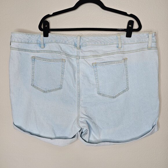 Torrid 24 Light Wash Denim Shorts Jean Cuffed Stretch 5" Inseam High Rise - Picture 3 of 5